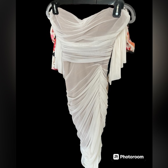 Nookie Dita Mesh Gown in White & Nude - Picture 2 of 5